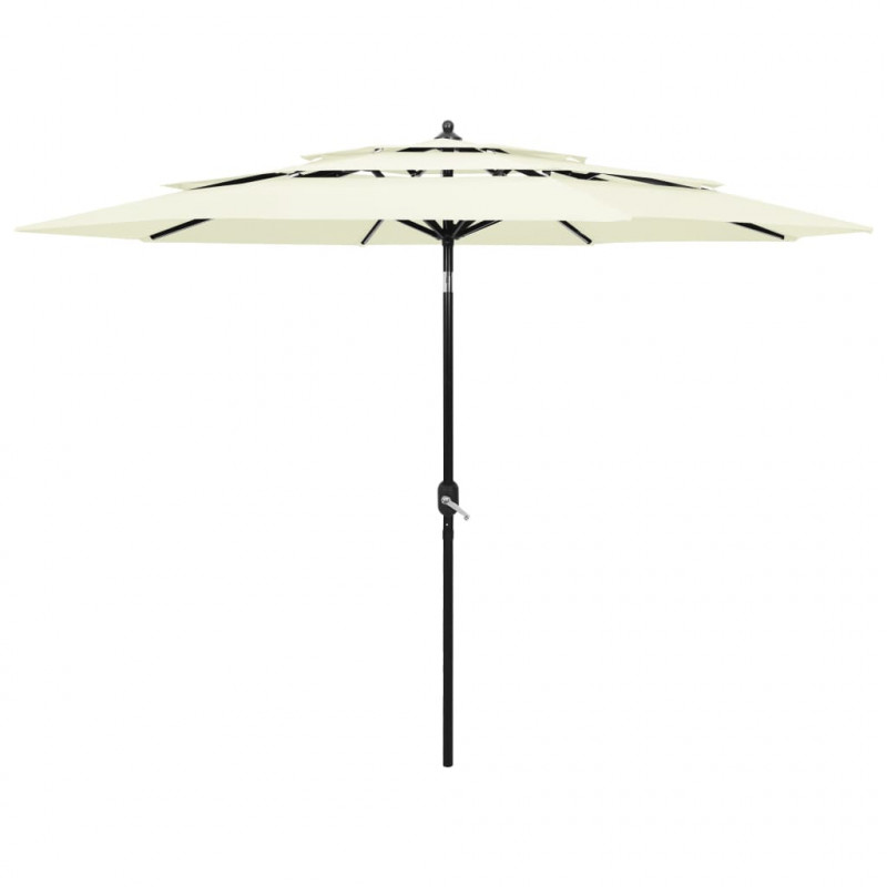 3-poziomowy parasol na aluminiowym słupku, piaskowy, 3 m
