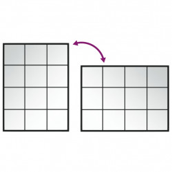 Lustro ścienne, czarne, 80 x 60 cm, metal
