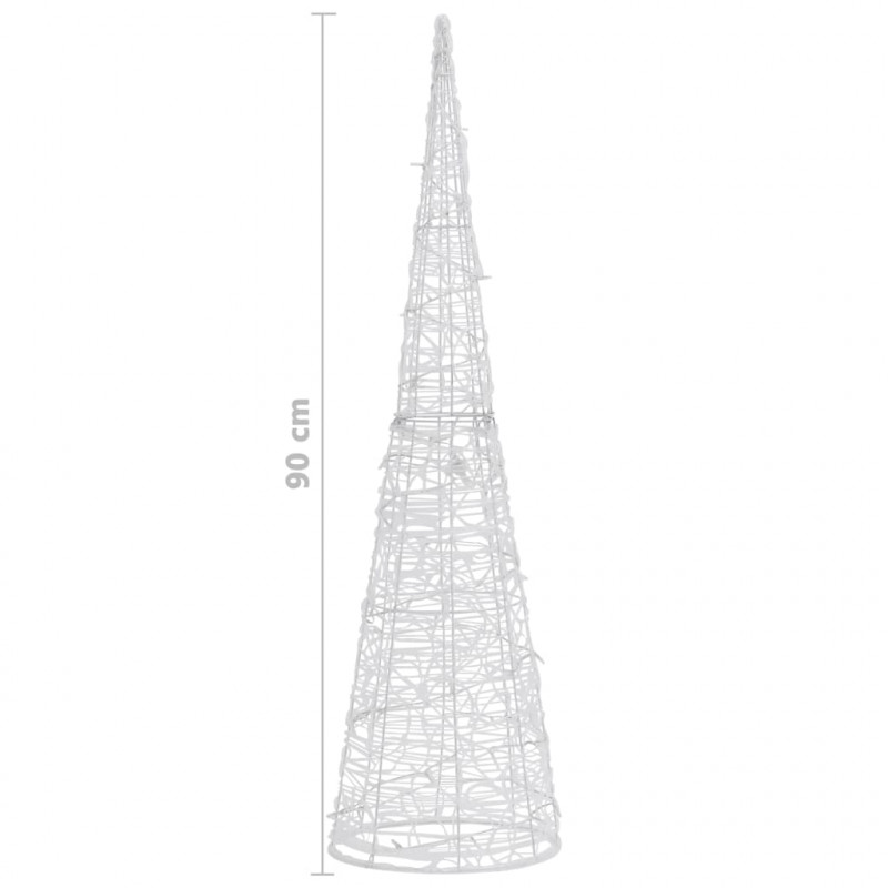 Stożek dekoracyjny, akrylowy, zimne białe LED, 90 cm