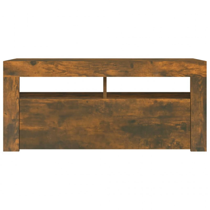 Szafka pod TV z oświetleniem LED, przydymiony dąb, 90x35x40 cm