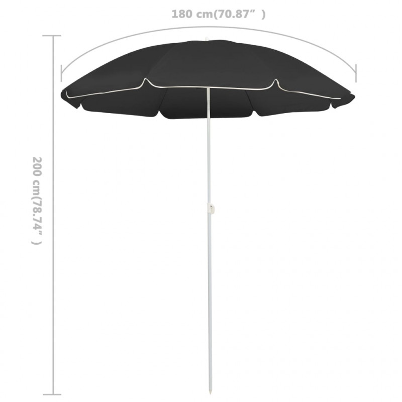 Parasol ogrodowy na stalowym słupku, antracytowy, 180 cm