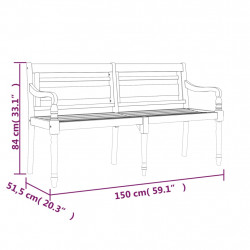 Ławka Batavia, 150 cm, lite drewno tekowe