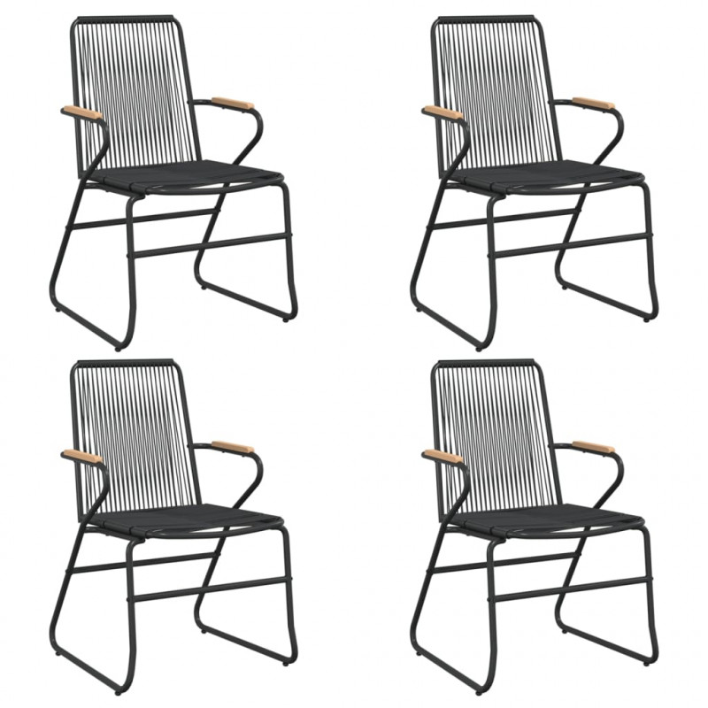 Krzesła ogrodowe, 4 szt., czarne, 58x59x85,5 cm, rattan PVC
