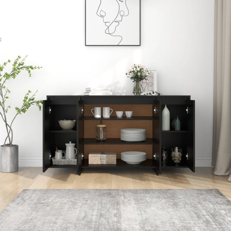Szafka, czarna, 135x41x75 cm, materiał drewnopochodny
