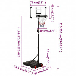 Stojak do koszykówki z przezroczystą tablicą, 216-250 cm,