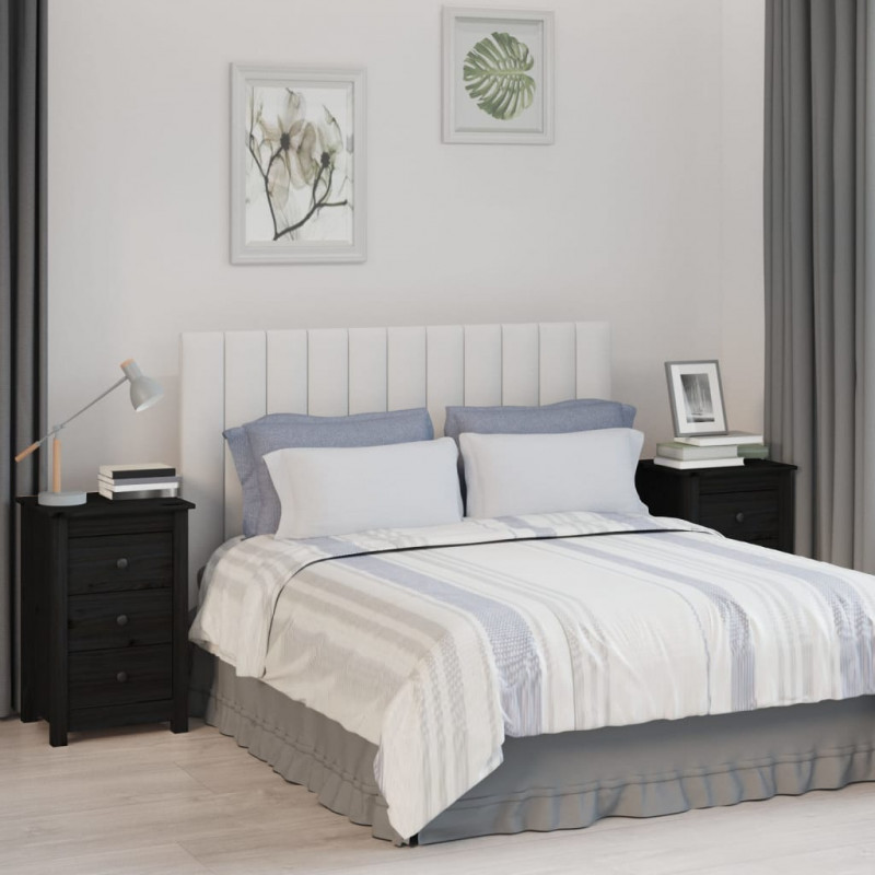 Szafki nocne, 2 szt., czarny, 40x35x61,5cm, lite drewno sosnowe