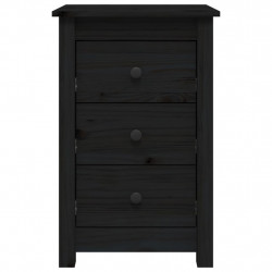 Szafki nocne, 2 szt., czarny, 40x35x61,5cm, lite drewno sosnowe
