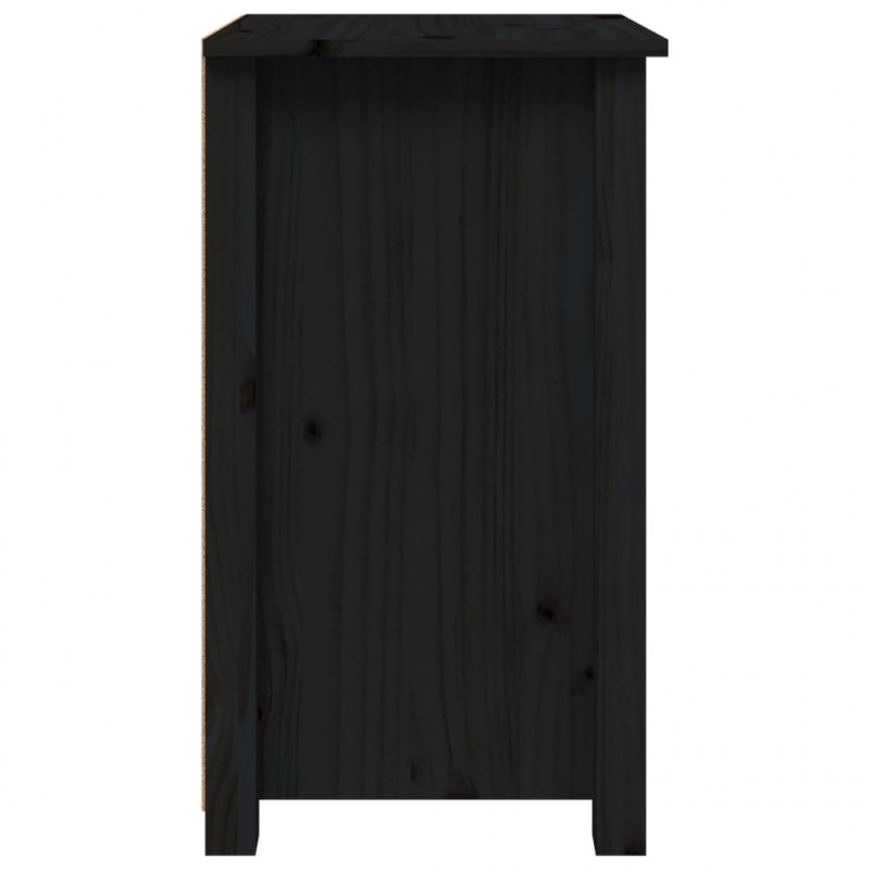 Szafki nocne, 2 szt., czarny, 40x35x61,5cm, lite drewno sosnowe