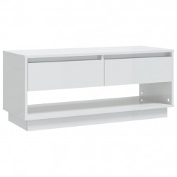 Szafka pod TV, wysoki połysk, biała, 102x41x44 cm