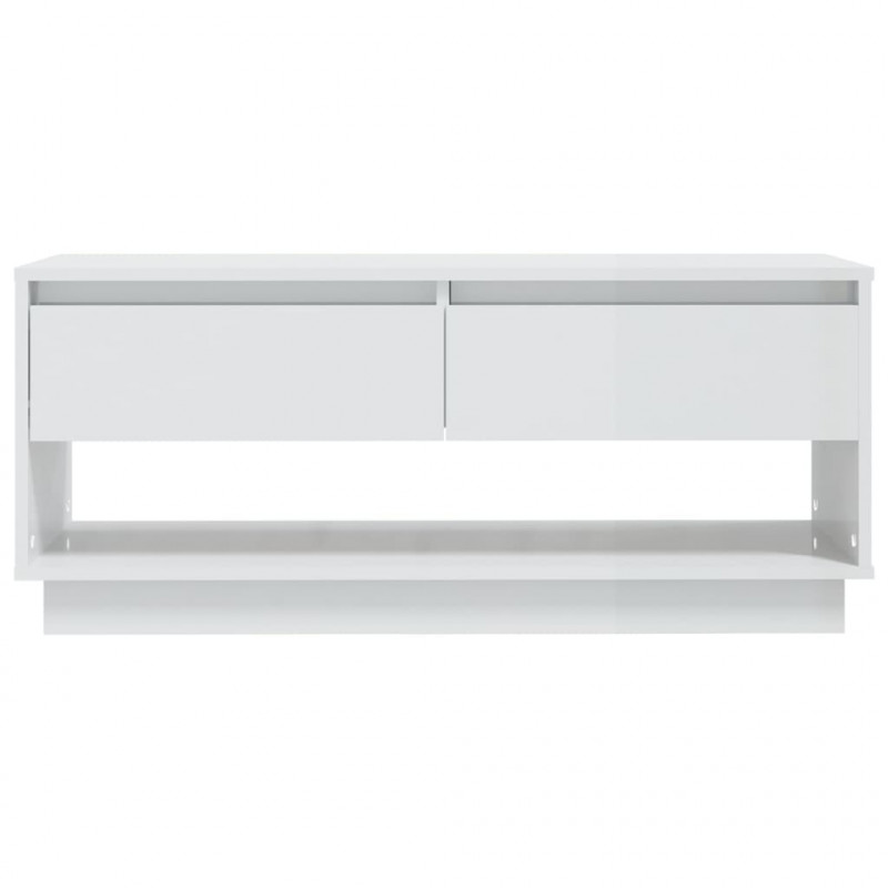 Szafka pod TV, wysoki połysk, biała, 102x41x44 cm