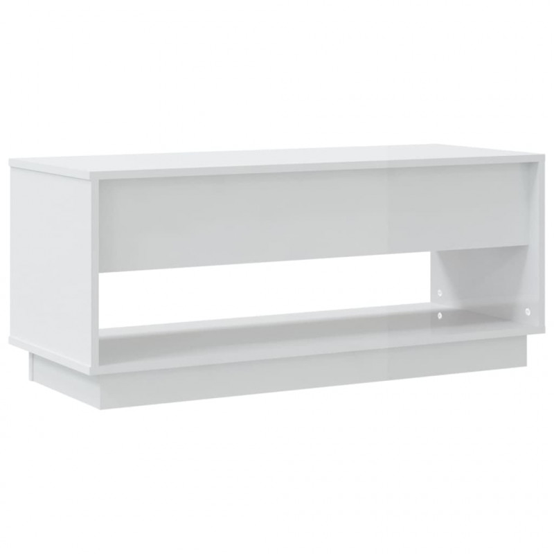 Szafka pod TV, wysoki połysk, biała, 102x41x44 cm