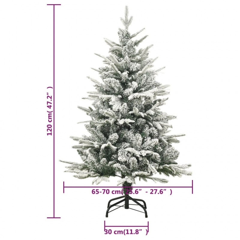 Sztuczna choinka pokryta śniegiem, zielona, 120 cm, PVC i PE