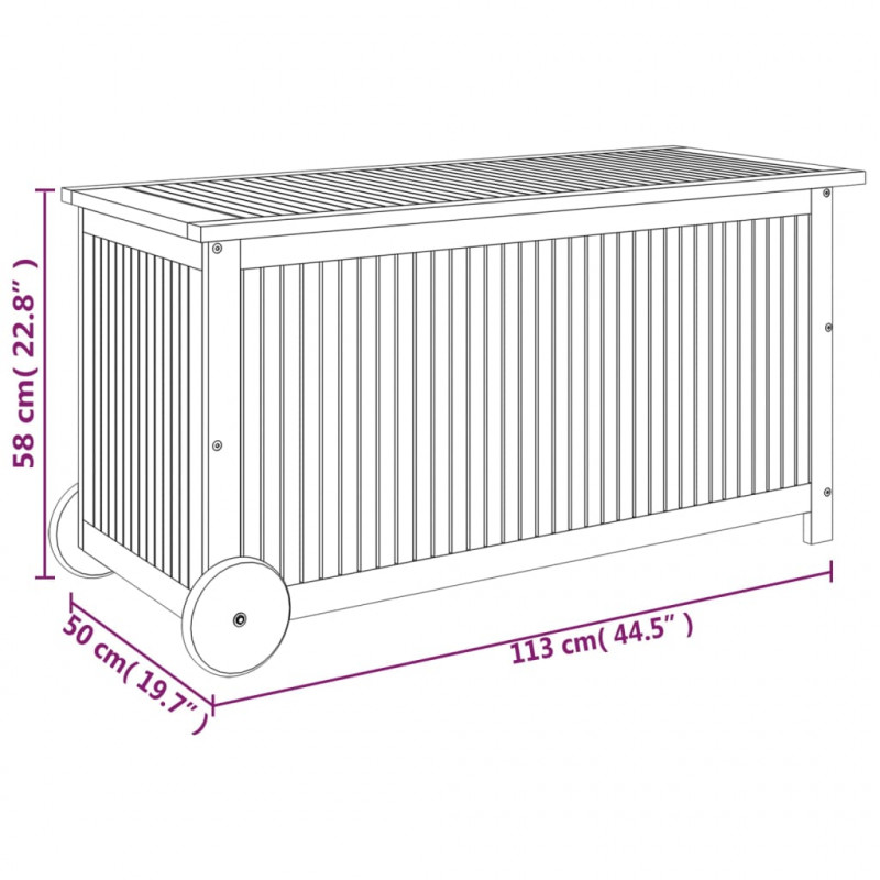 Ogrodowy pojemnik na kółkach, 113x50x58 cm, drewno akacjowe