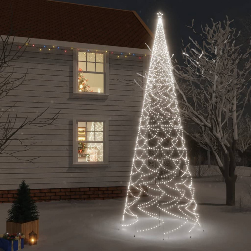 Choinka z kołkiem gruntowym, 3000 zimnych białych LED, 800 cm
