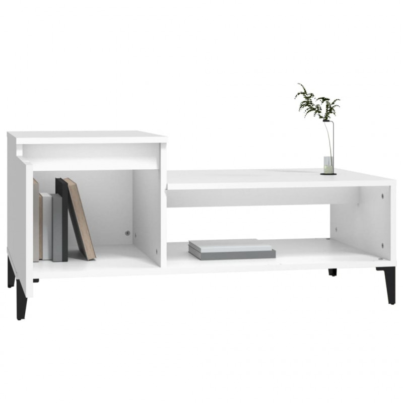 Stolik kawowy, biały 100x50x45 cm, materiał drewnopochodny
