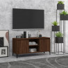 Szafka pod TV, metalowe nóżki, brązowy dąb, 103,5x35x50 cm
