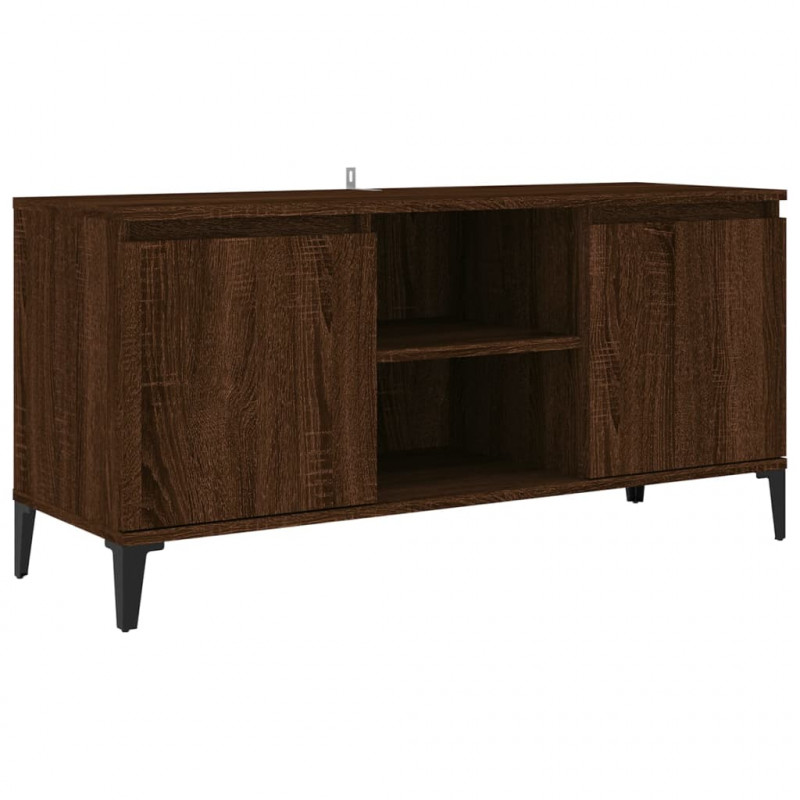 Szafka pod TV, metalowe nóżki, brązowy dąb, 103,5x35x50 cm