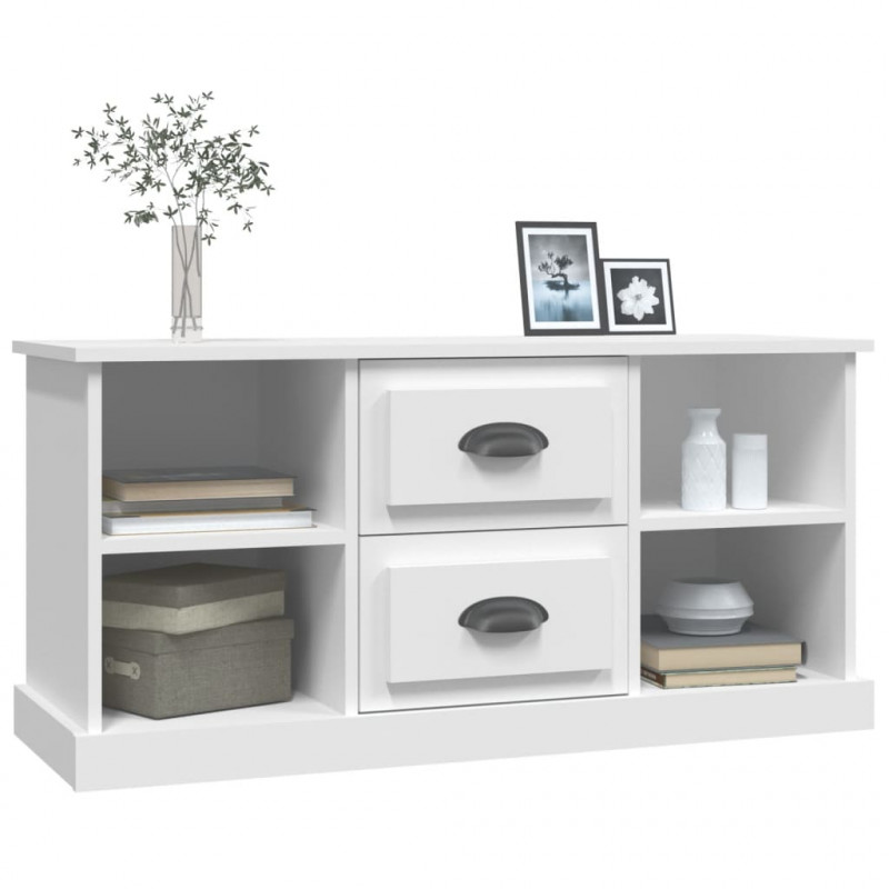Szafka pod TV, biała, 99,5x35,5x48 cm, materiał drewnopochodny