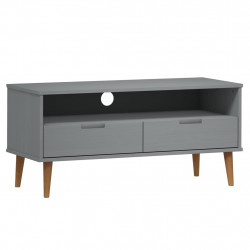 Szafka TV MOLDE, szara, 106x40x49 cm, lite drewno sosnowe