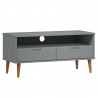 Szafka TV MOLDE, szara, 106x40x49 cm, lite drewno sosnowe