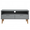 Szafka TV MOLDE, szara, 106x40x49 cm, lite drewno sosnowe