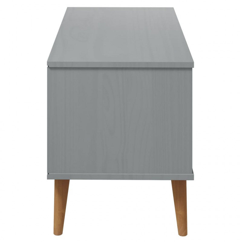 Szafka TV MOLDE, szara, 106x40x49 cm, lite drewno sosnowe