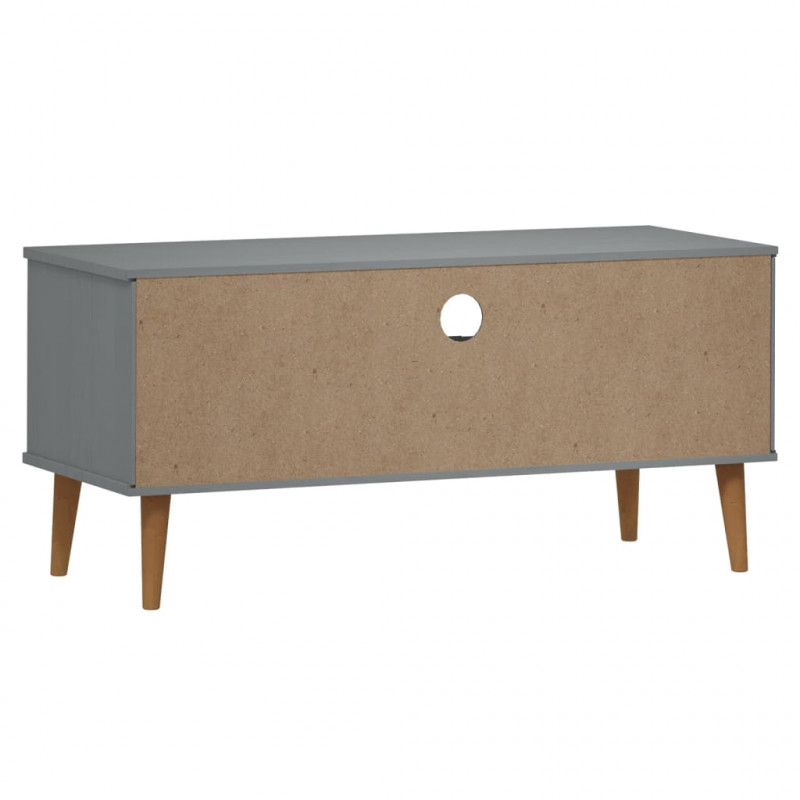 Szafka TV MOLDE, szara, 106x40x49 cm, lite drewno sosnowe