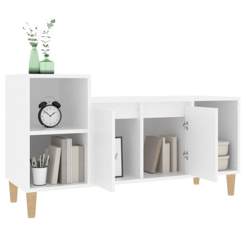 Szafka pod TV, biała, 100x35x55 cm, materiał drewnopochodny