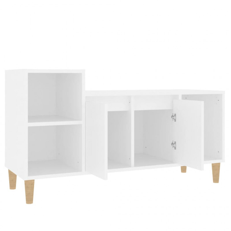 Szafka pod TV, biała, 100x35x55 cm, materiał drewnopochodny