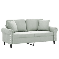 2-osobowa sofa z poduszkami, jasnoszara, 140 cm, aksamit