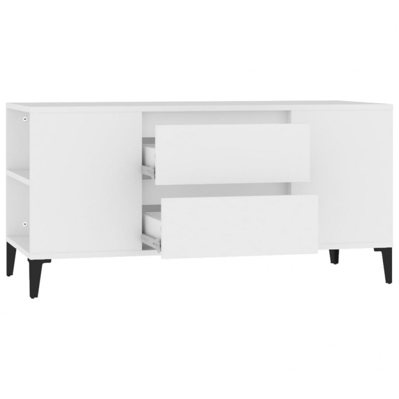 Szafka pod TV, biała, 102x44,5x50 cm, materiał drewnopochodny