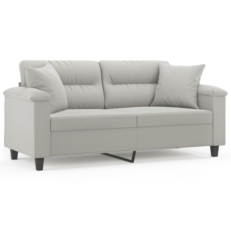 2-osobowa sofa z poduszkami, jasnoszara, 140 cm, mikrofibra