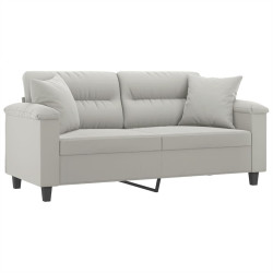 2-osobowa sofa z poduszkami, jasnoszara, 140 cm, mikrofibra