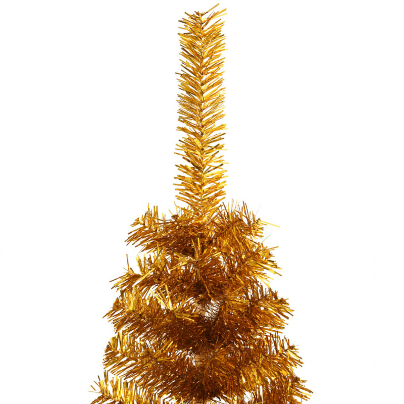Sztuczna choinka połówka ze stojakiem, złota, 150 cm, PET