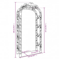 Pergola ogrodowa, czarna, 116x45x240 cm, stalowy