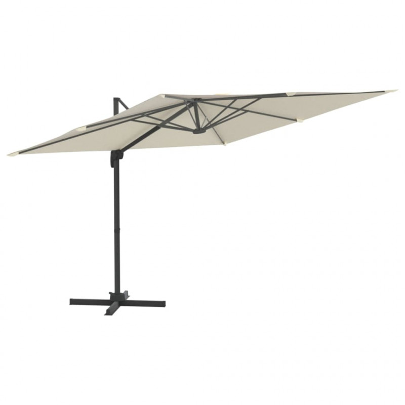 Parasol wiszący z aluminiowym słupkiem, piaskowy, 300x300 cm