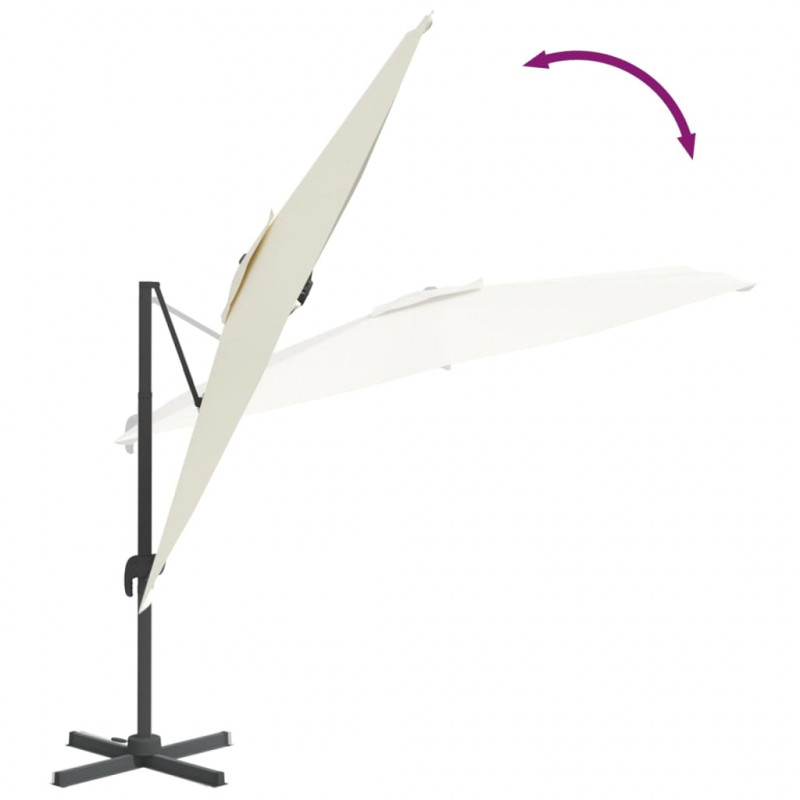 Parasol wiszący z aluminiowym słupkiem, piaskowy, 300x300 cm