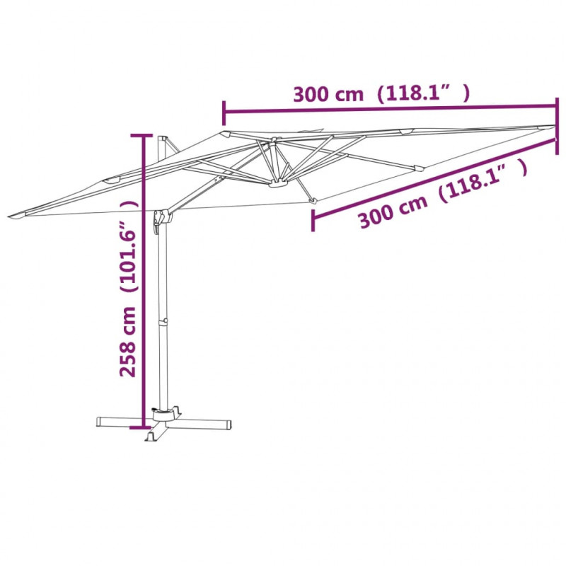 Parasol wiszący z aluminiowym słupkiem, piaskowy, 300x300 cm