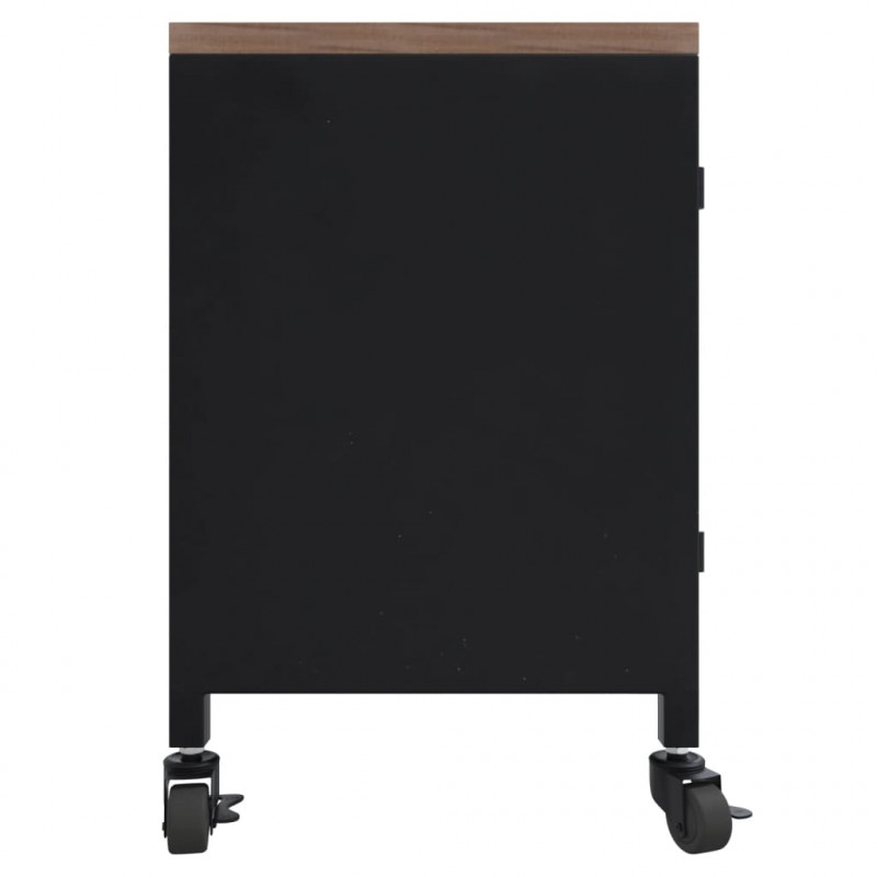 Szafka pod telewizor, czarna, 110x30x43 cm, żelazo i jodła