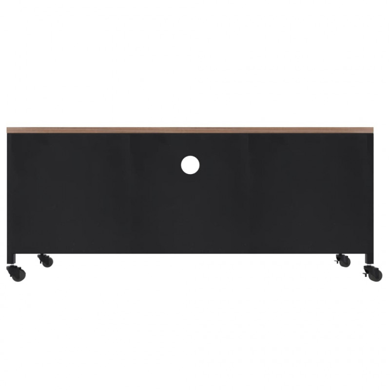 Szafka pod telewizor, czarna, 110x30x43 cm, żelazo i jodła