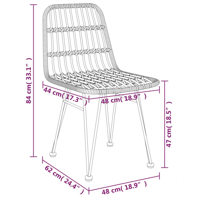 Krzesła ogrodowe, 2 szt., 48x62x84 cm, rattan PE