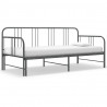 Sofa z wysuwaną ramą łóżka, szara, metalowa, 90x200 cm