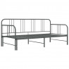Sofa z wysuwaną ramą łóżka, szara, metalowa, 90x200 cm