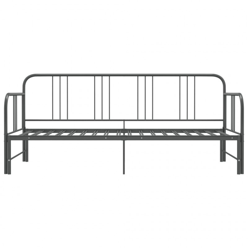 Sofa z wysuwaną ramą łóżka, szara, metalowa, 90x200 cm