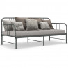 Sofa z wysuwaną ramą łóżka, szara, metalowa, 90x200 cm