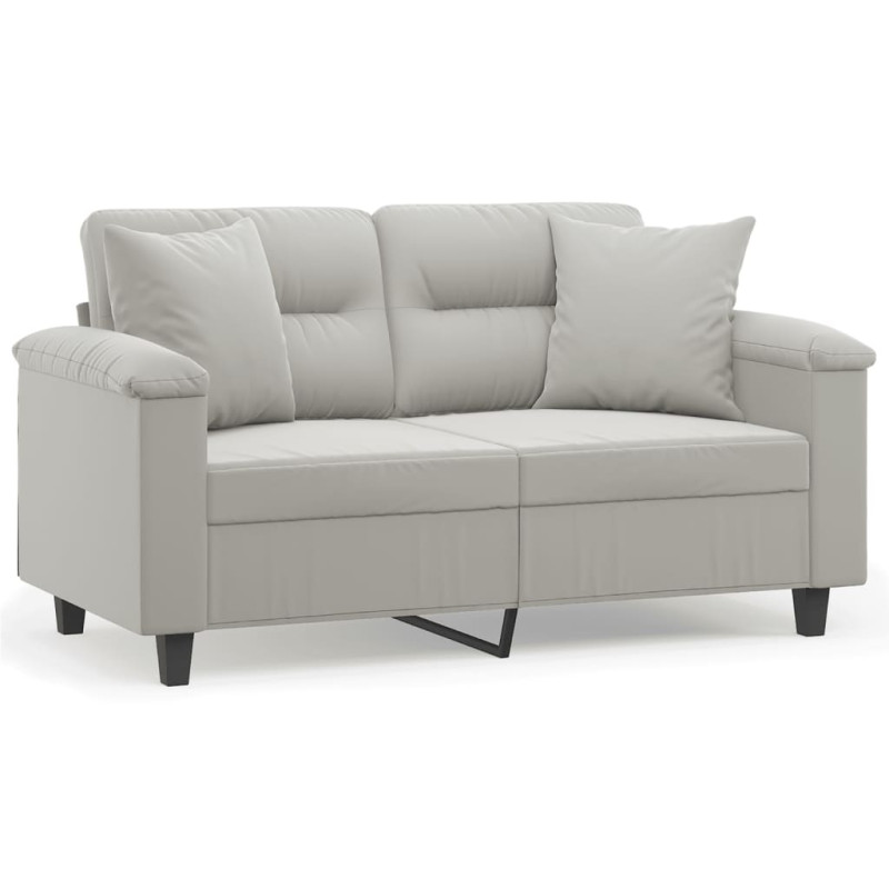 2-osobowa sofa z poduszkami, jasnoszara, 120 cm, mikrofibra