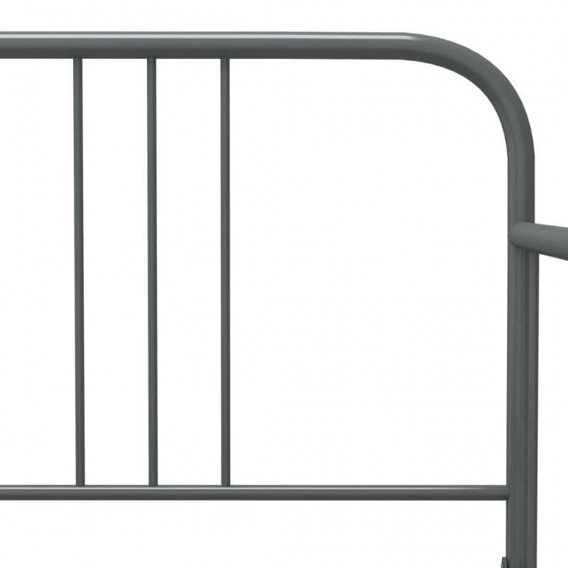 Sofa z wysuwaną ramą łóżka, szara, metalowa, 90x200 cm