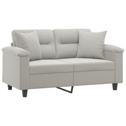 2-osobowa sofa z poduszkami, jasnoszara, 120 cm, mikrofibra