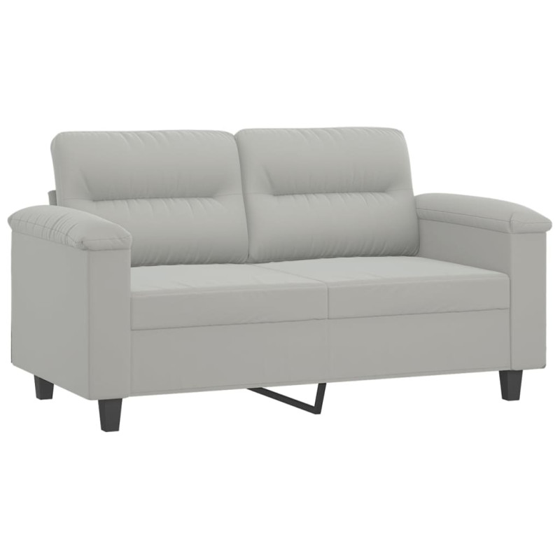2-osobowa sofa z poduszkami, jasnoszara, 120 cm, mikrofibra