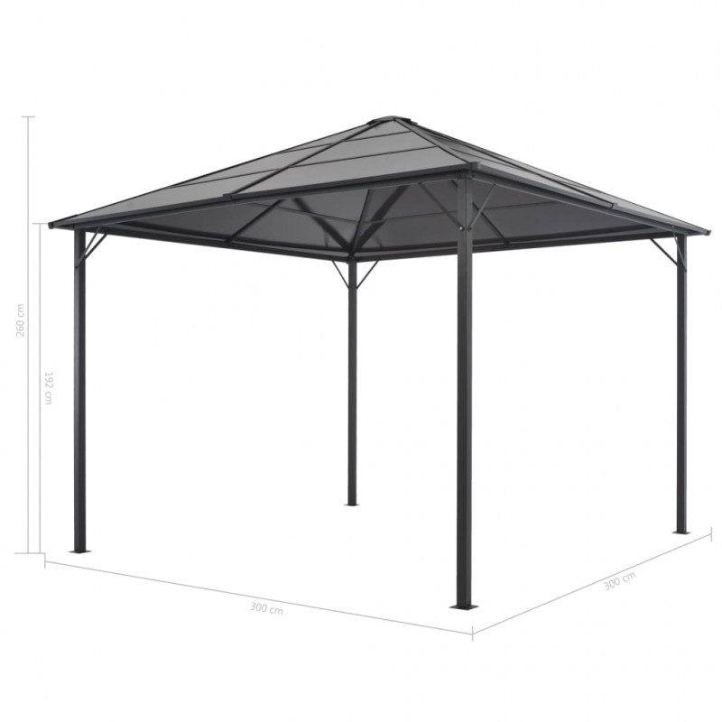 Altana ogrodowa z zadaszeniem, aluminiowa, 3 x 3 m, antracytowa